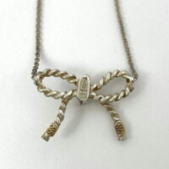 Tiffany Handbags - Tiffany Co Ribbon Motif Necklace Gold Sterling Silver
